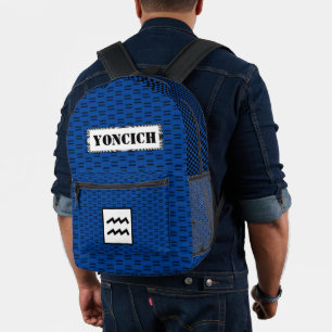 Aquarius Zodiac Symbol Standard by Kenneth Yoncich Printed Backpack