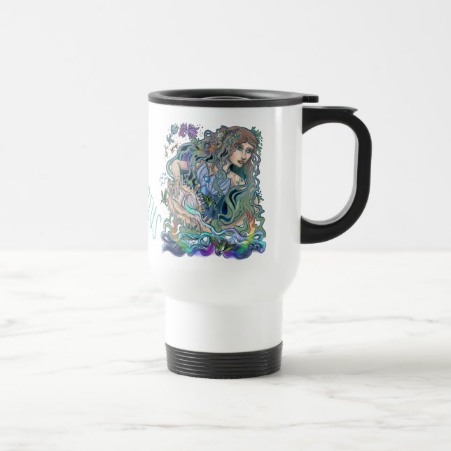 Aquarius Zodiac Travel Mug (Right)