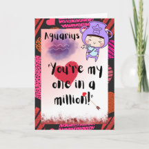 Aquarius Zodiac Valentines Personalised Card