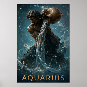 Aquarius Zodiac Water Bearer Astrology Symbol Poster