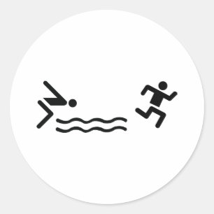 aquathlon black icon classic round sticker