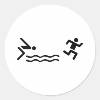 aquathlon black icon classic round sticker