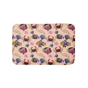 Aquatic animals pattern ocean underwater life 10 bath mat
