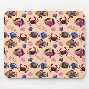 Aquatic animals pattern ocean underwater life 10 mouse mat