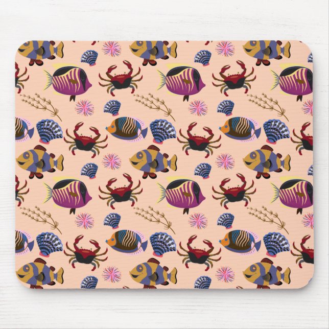 Aquatic animals pattern | ocean underwater life 10 mouse mat (Front)