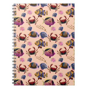 Aquatic animals pattern ocean underwater life 10 notebook