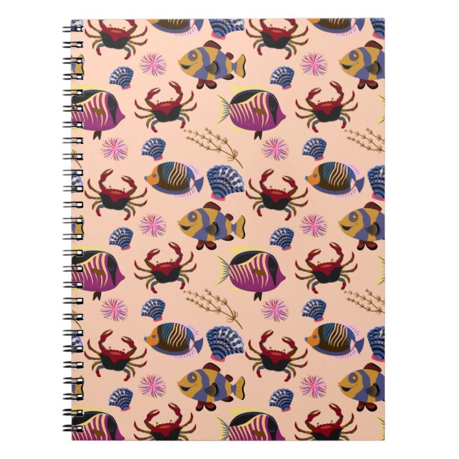 Aquatic animals pattern | ocean underwater life 10 notebook (Front)