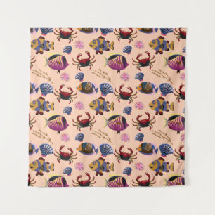 Aquatic animals pattern ocean underwater life 10 tapestry