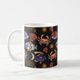 Aquatic animals pattern ocean underwater life 11 coffee mug