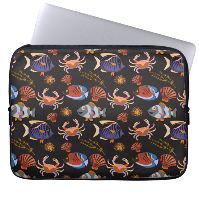 Aquatic animals pattern | ocean underwater life 11 laptop sleeve (Front)