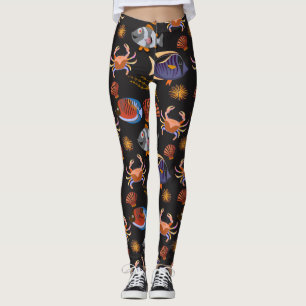 Aquatic animals pattern   ocean underwater life 11 leggings