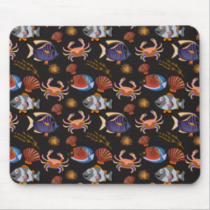 Aquatic animals pattern   ocean underwater life 11 mouse mat