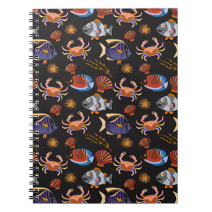 Aquatic animals pattern   ocean underwater life 11 notebook