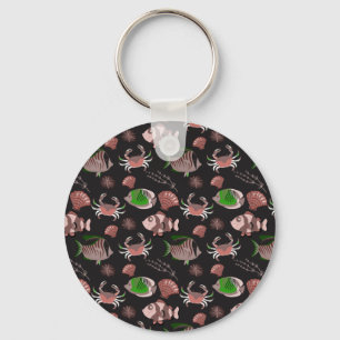 Aquatic animals pattern   ocean underwater life 12 key ring