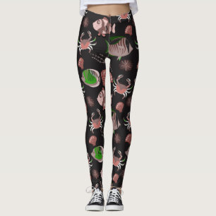 Aquatic animals pattern ocean underwater life 12 leggings