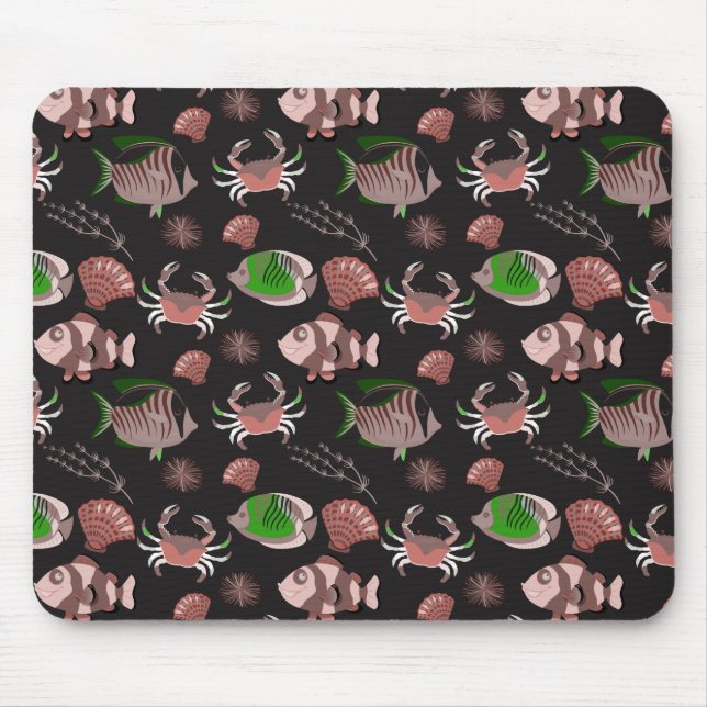 Aquatic animals pattern | ocean underwater life 12 mouse mat (Front)