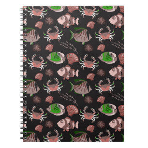 Aquatic animals pattern ocean underwater life 12 notebook