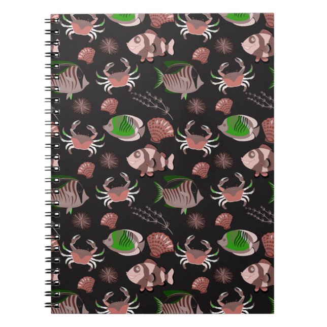 Aquatic animals pattern | ocean underwater life 12 notebook (Front)