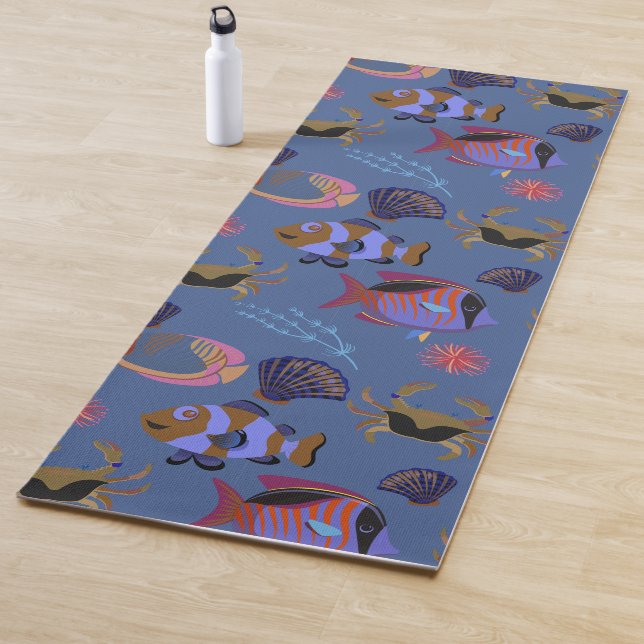 Aquatic animals pattern | ocean underwater life 13 yoga mat (In Situ)