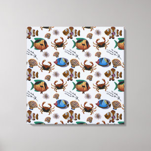 Aquatic animals pattern ocean underwater life 14 canvas print