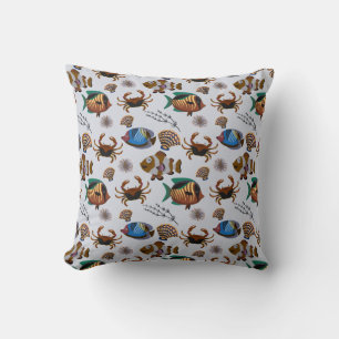 Aquatic animals pattern ocean underwater life 14 cushion