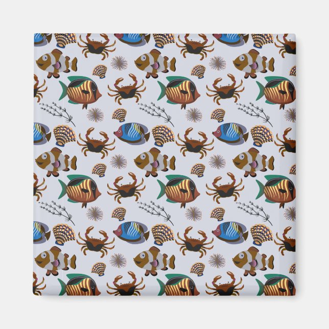 Aquatic animals pattern | ocean underwater life 14 magnet (Front)