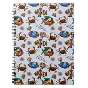 Aquatic animals pattern ocean underwater life 14 notebook