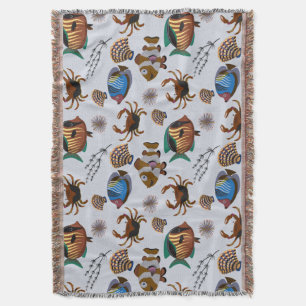 Aquatic animals pattern ocean underwater life 14 throw blanket