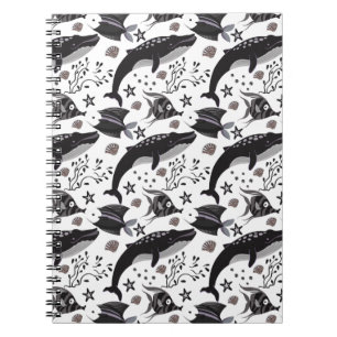 Aquatic animals pattern ocean underwater life 16 notebook
