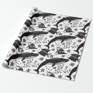 Aquatic animals pattern   ocean underwater life 16 wrapping paper