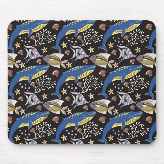 Aquatic animals pattern | ocean underwater life 17 mouse mat (Front)