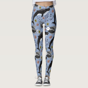 Aquatic animals pattern ocean underwater life 19 leggings