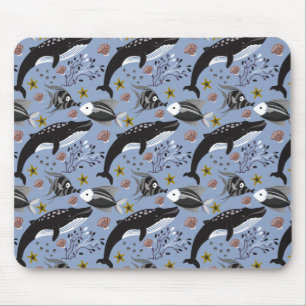 Aquatic animals pattern   ocean underwater life 19 mouse mat