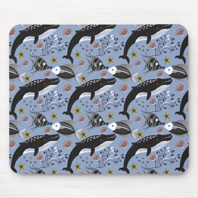Aquatic animals pattern | ocean underwater life 19 mouse mat (Front)