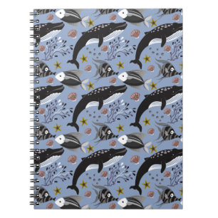 Aquatic animals pattern   ocean underwater life 19 notebook