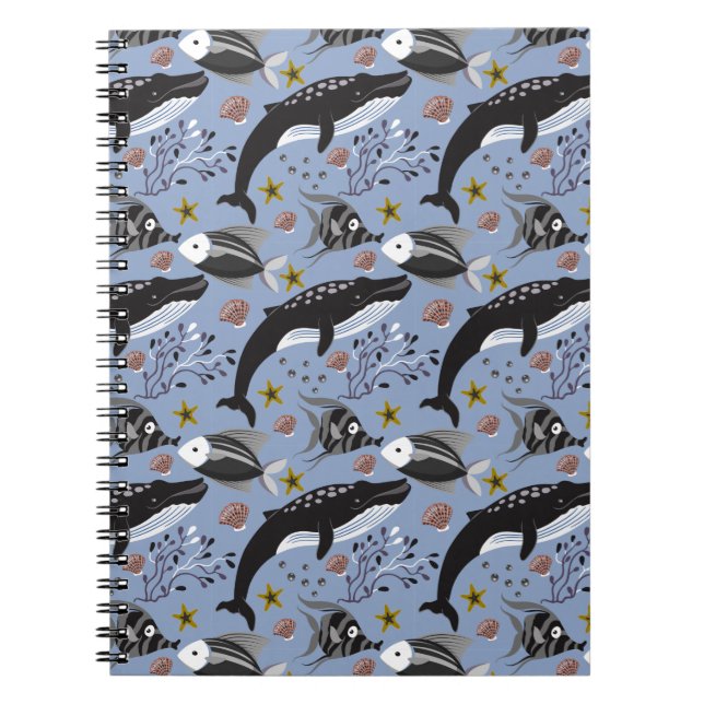Aquatic animals pattern | ocean underwater life 19 notebook (Front)