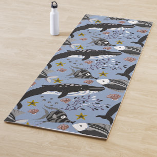 Aquatic animals pattern ocean underwater life 19 yoga mat
