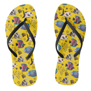 Aquatic animals pattern   ocean underwater life 1 flip flops