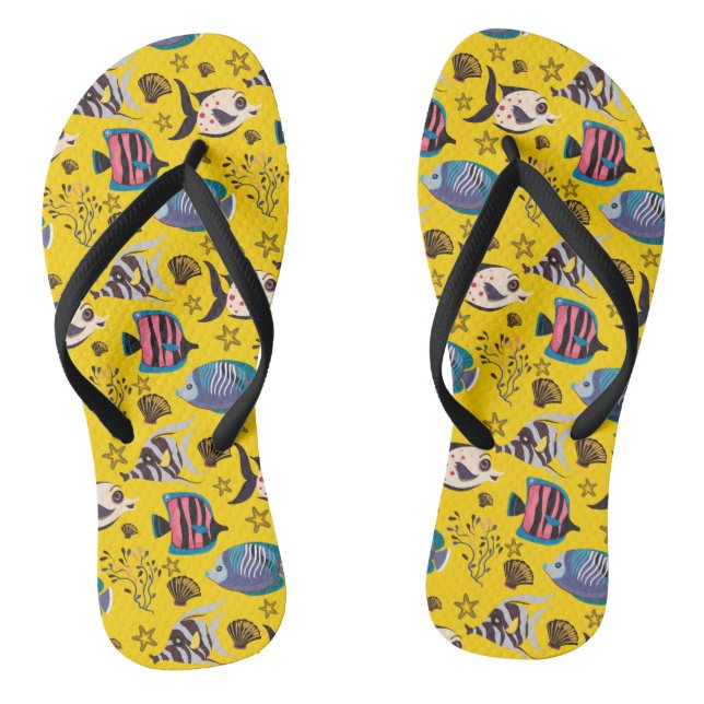 Aquatic animals pattern | ocean underwater life 1 flip flops (Footbed)