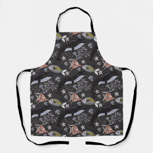 Aquatic animals pattern ocean underwater life 20 apron