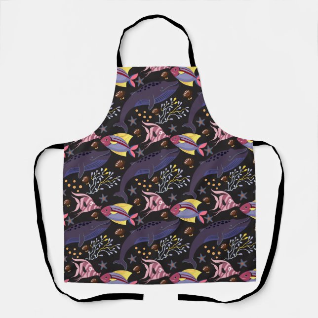 Aquatic animals pattern | ocean underwater life 21 apron (Front)