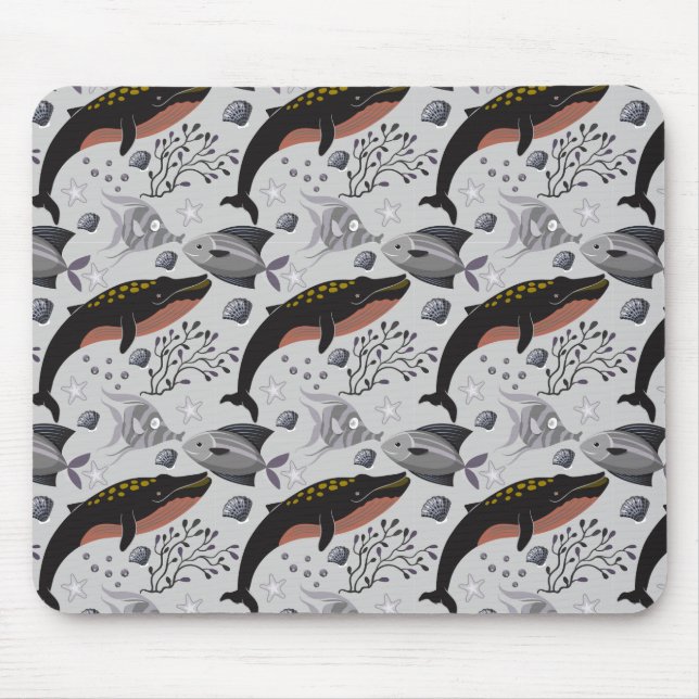 Aquatic animals pattern | ocean underwater life 22 mouse mat (Front)