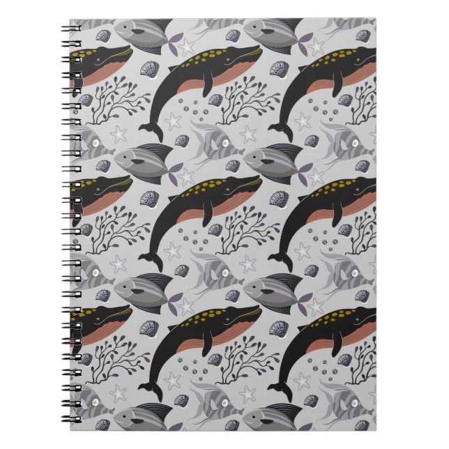 Aquatic animals pattern | ocean underwater life 22 notebook (Front)