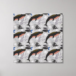 Aquatic animals pattern ocean underwater life 23 canvas print