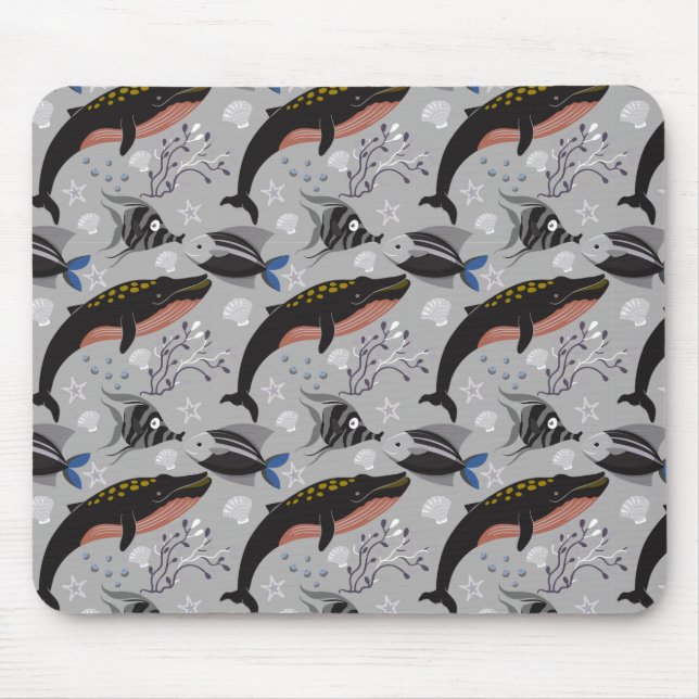 Aquatic animals pattern | ocean underwater life 23 mouse mat (Front)
