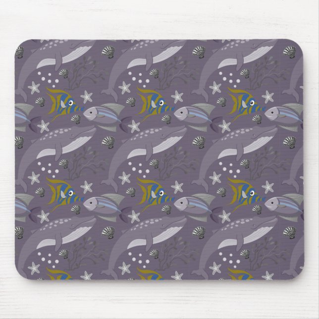 Aquatic animals pattern | ocean underwater life 24 mouse mat (Front)