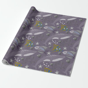 Aquatic animals pattern ocean underwater life 24 wrapping paper
