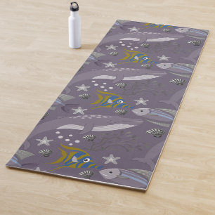 Aquatic animals pattern   ocean underwater life 24 yoga mat
