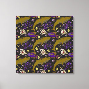 Aquatic animals pattern ocean underwater life 25 canvas print