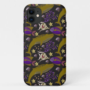 Aquatic animals pattern   ocean underwater life 25 iPhone 11 case
